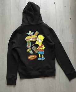 the Simpson Bart Junk Food Green Black Back Hoodie