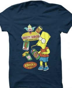 the Simpson Bart Junk Food Green BlueNavy T Shirtt