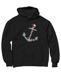 Captain Christmas Anchor Black Hoodie