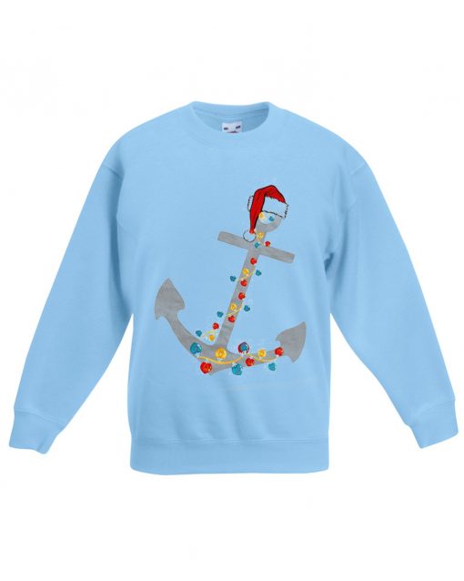 Captain Christmas Anchor Blue Aqua Sweatshirts