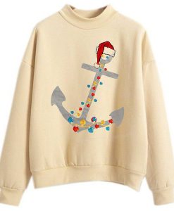 Captain Christmas Anchor Cream Light Sweatshirts