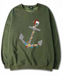 Captain Christmas Anchor Green Army Sweatshirts