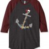 Captain Christmas Anchor Grey Brown Sleees Raglan T-Shirt