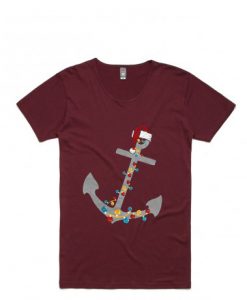 Captain Christmas Anchor Maroon Tees