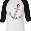 Captain Christmas Anchor White Black Sleeves Raglan T shirts