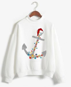 Captain Christmas Anchor White Sweatshirts