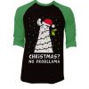 Christmas No Probllama Black Green Sleeves Raglan Tshirts