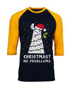 Christmas No Probllama Black Yellow Sleeves Raglan Tshirts