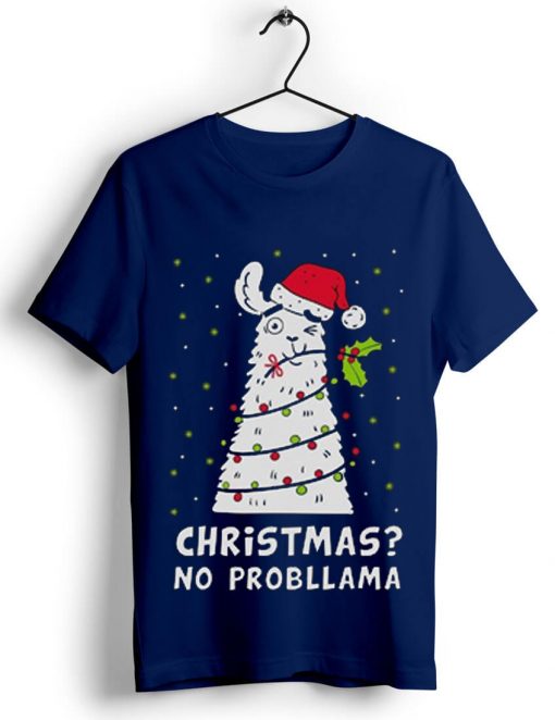 Christmas No Probllama Blue Navy Tshirts