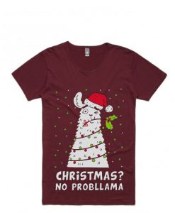 Christmas No Probllama Maroon Tshirts