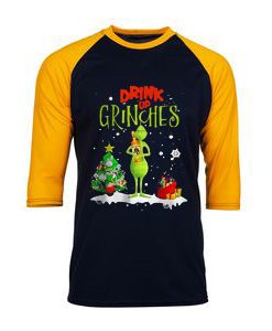 Drink Up Grinches Black Yellow Sleeves Raglan Tshirts