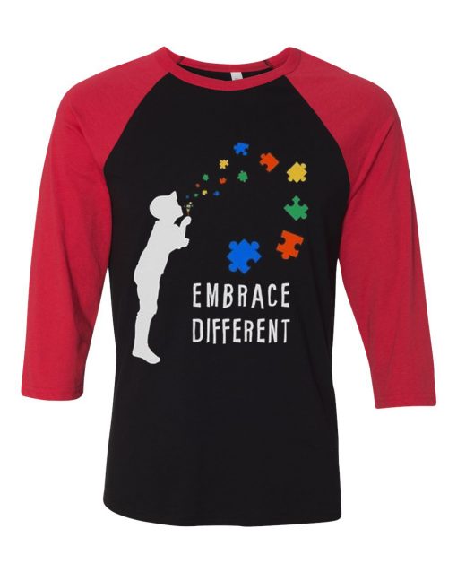 Embarace Different Black Red Raglan Tshirts