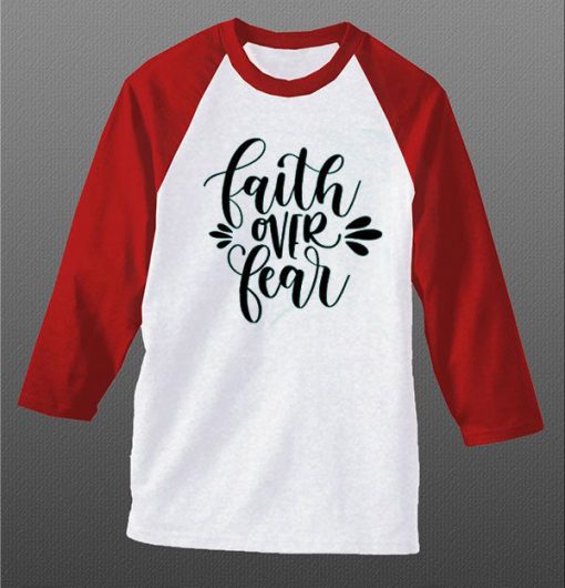 FAITH FEAR white red sleeves raglan t shirts