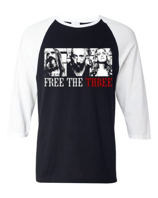 Free the Three Black Raglan Sleeves Raglan T shirts