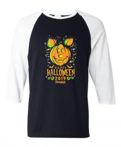 Happy Halloween Disney 2019 Black White Sleeves Raglan Tshirts