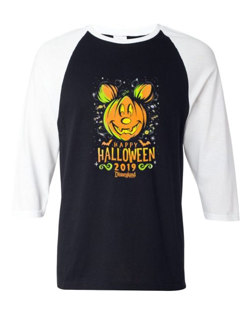 Happy Halloween Disney 2019 Black White Sleeves Raglan Tshirts