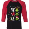 Ho Ho Ho Merry The Grinch Christmast Black Red Sleeves Raglan T shirts