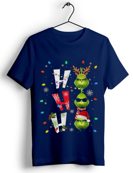 Ho Ho Ho Merry The Grinch Christmast Blue Navy Tshirts