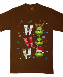 Ho Ho Ho Merry The Grinch Christmast Brown Tshirts