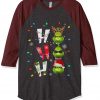 Ho Ho Ho Merry The Grinch Christmast Grey Brown Sleeves Raglan T shirts