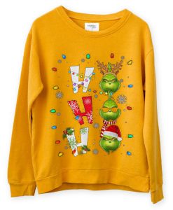 Ho Ho Ho Merry The Grinch Christmast Yellow Sweatshirts