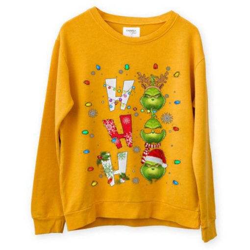 Ho Ho Ho Merry The Grinch Christmast Yellow Sweatshirts