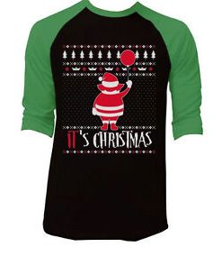 It is Chirtsmas Black Green Raglan Tshirts