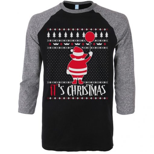 It is Chirtsmas Black Grey Raglan Tshirts