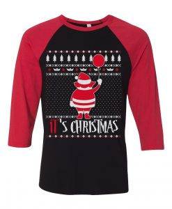 It is Chirtsmas Black Red Raglan Tshirts