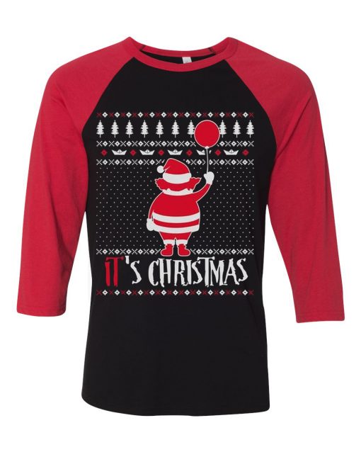 It is Chirtsmas Black Red Raglan Tshirts