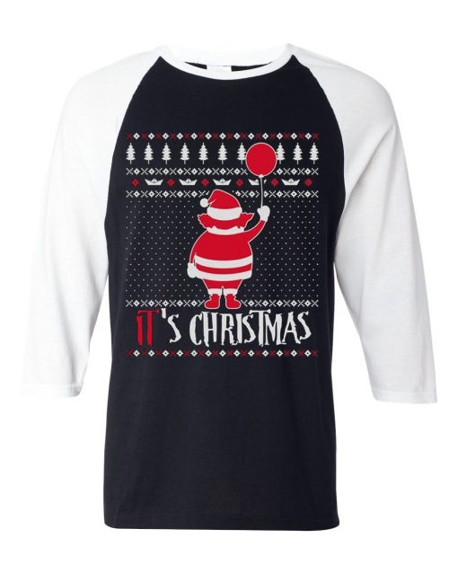 It is Chirtsmas Black White Raglan Tshirts