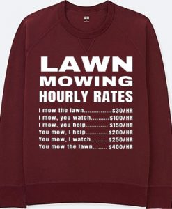 Lawn Mowing Hourly Rates Price List Grass Maroon -Shirt