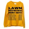 Lawn Mowing Hourly Rates Price List Grass Yellow Sweatshirts