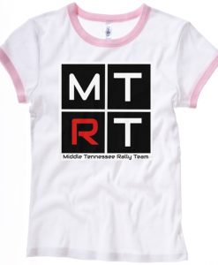 MTRT White Pink Ringer Ladies T shirts