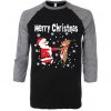 Merry Chirstmas Black Grey Sleeves Raglan Tshirts