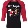 Merry Chirstmas Black Red Sleeves Raglan Tshirts