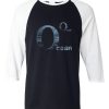 Ocean Black Whiet Sleeves Raglan T-Shirt