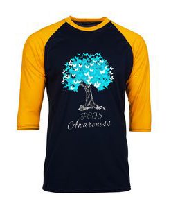 PCOS Awareness Black Yellow Sleeves RaglanT-Shirt