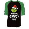 Resting Grinch Face Black Green Sleeves Raglan Tshirts