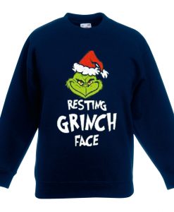 Resting Grinch Face Blue Navy Sweatshirts