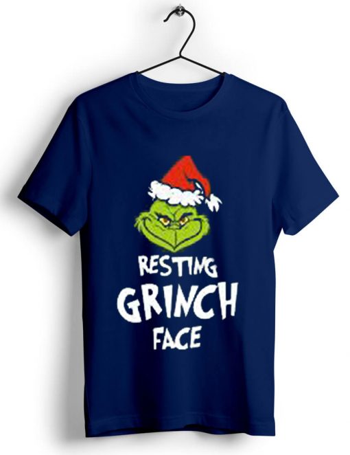 Resting Grinch Face Blue Navy Tshirts