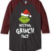 Resting Grinch Face Grey Brown Sleeves Raglan Tshirts