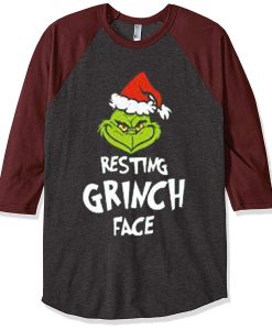 Resting Grinch Face Grey Brown Sleeves Raglan Tshirts