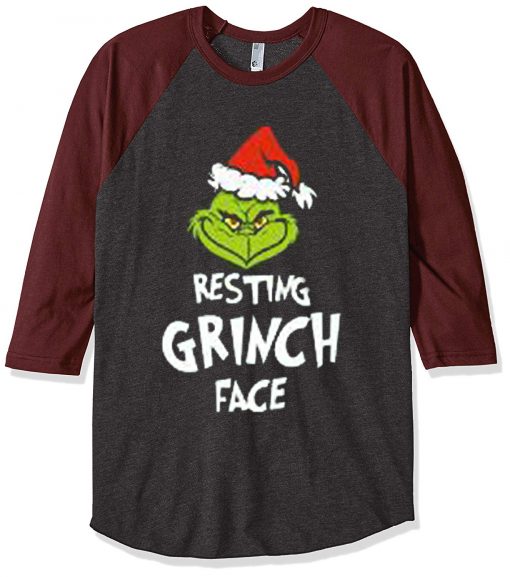 Resting Grinch Face Grey Brown Sleeves Raglan Tshirts