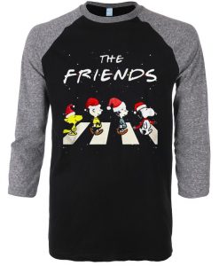 The Christmas Peanuts The Friends Black Grey Sleeves Raglan Tees