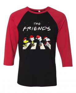 The Christmas Peanuts The Friends Black Red Sleeves Raglan Tees