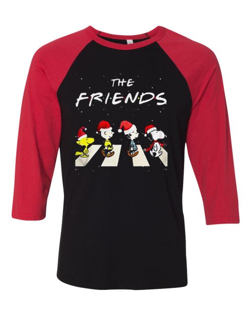 The Christmas Peanuts The Friends Black Red Sleeves Raglan Tees