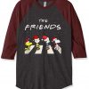 The Christmas Peanuts The Friends Grey Brown Sleeves Raglan Tees