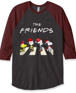 The Christmas Peanuts The Friends Grey Brown Sleeves Raglan Tees