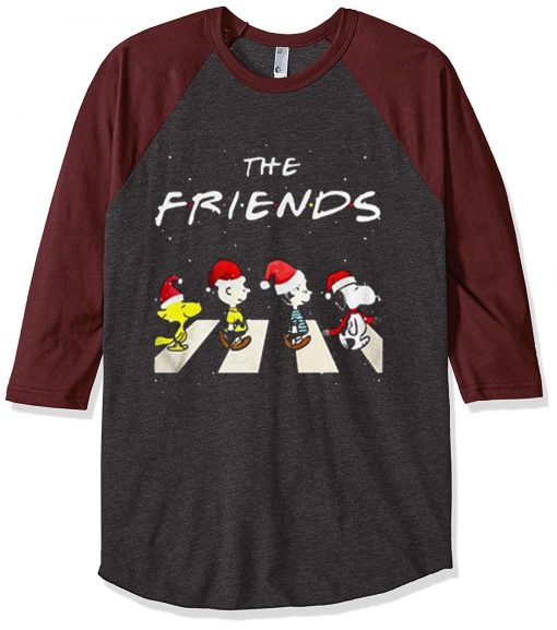 The Christmas Peanuts The Friends Grey Brown Sleeves Raglan Tees